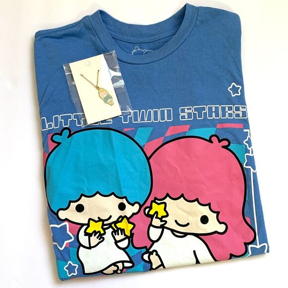 Little Twin Stars Tee Shirt XS and Necklace Bundle - Picture 1 of 4